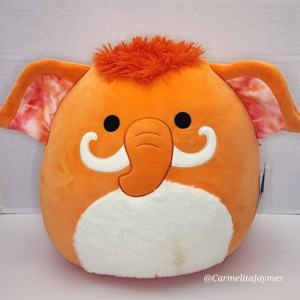 WILBIE 🦣 16" FTM Orange Woolley Mammoth w Furry Hair & Belly Squishmallow ☆ NWT